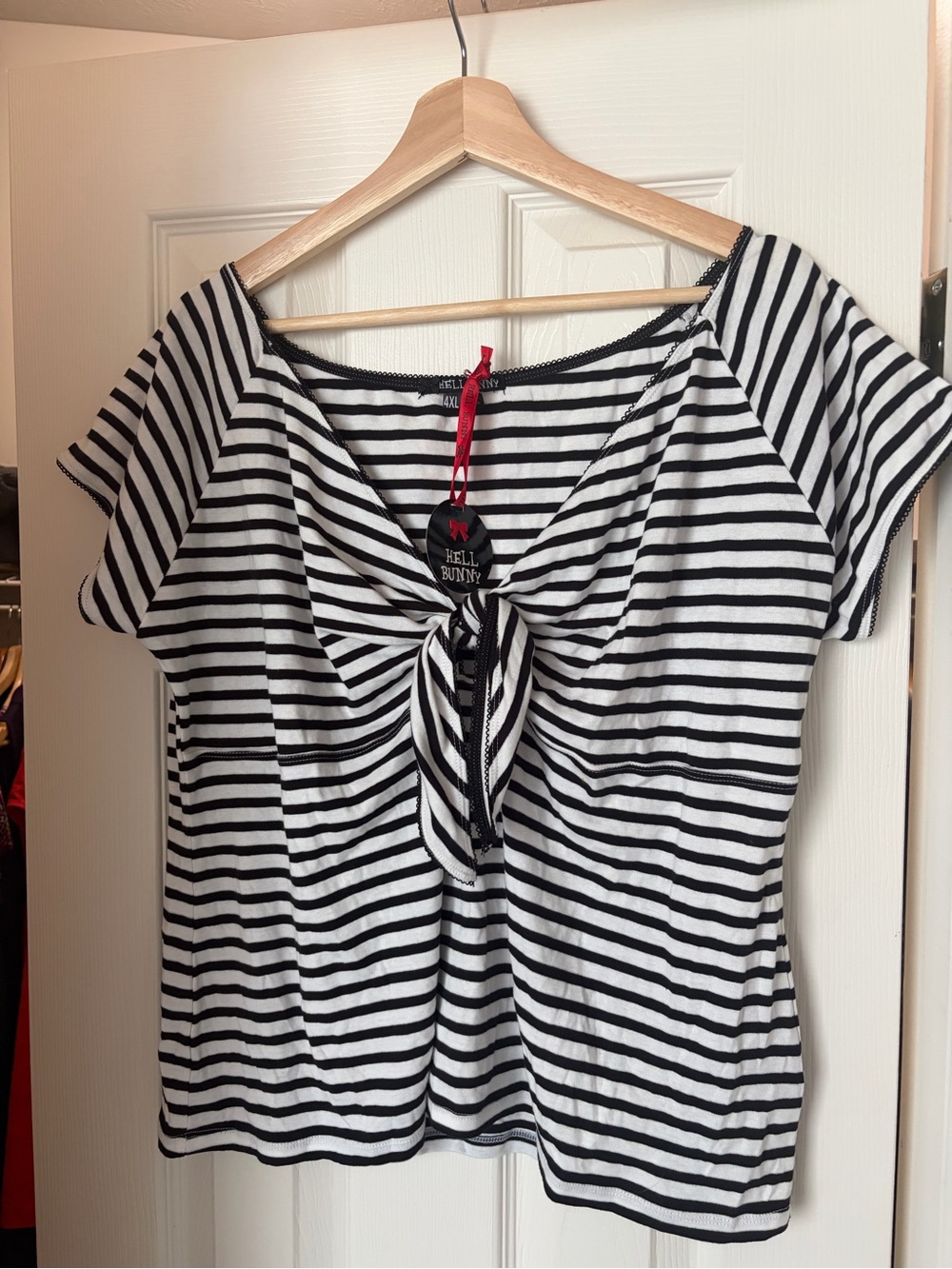 Hell Bunny Striped Tie-Front Tee